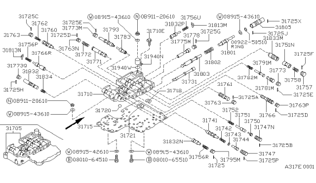 1989 Nissan Hardbody Pickup (D21) Plug-3RD & 4TH Shift Diagram for 31793-48X02