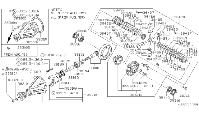 1990 Nissan Hardbody Pickup (D21) Final Drive Assembly,W/EAL Sensor Diagram for 38301-84G13