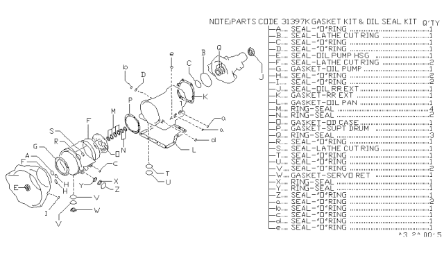 1990 Nissan Hardbody Pickup (D21) Gasket & Seal Kit-Auto Transmission Diagram for 31397-41X91