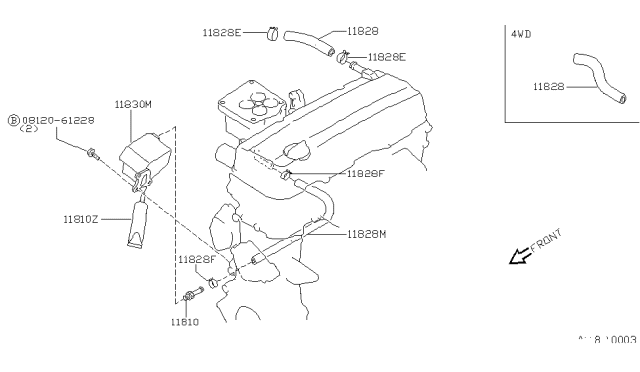 1994 Nissan Hardbody Pickup (D21) Separator Assy-Breather Diagram for 11830-0F300