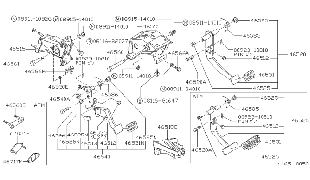 1991 Nissan Hardbody Pickup (D21) Packing-Clutch Cable Diagram for 46567-V5000