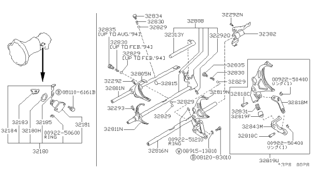 1993 Nissan Hardbody Pickup (D21) Fork Reverse Diagram for 32819-36N10