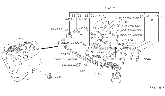 1994 Nissan Hardbody Pickup (D21) Protector-Ignition Coil Diagram for 22465-88G00
