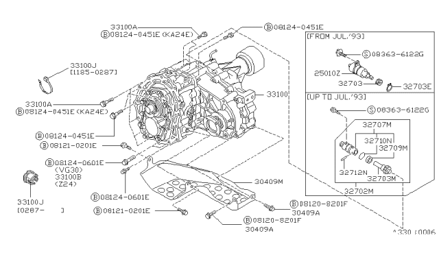 1993 Nissan Hardbody Pickup (D21) Transfer Assy Diagram for 33100-45G05
