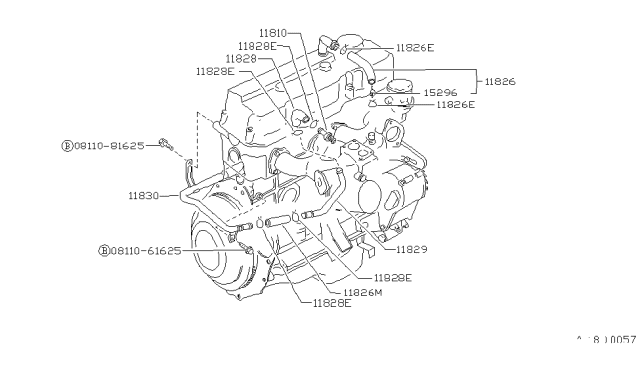 1990 Nissan Hardbody Pickup (D21) Pipe-Extension,Blow By Diagram for 11835-88G00