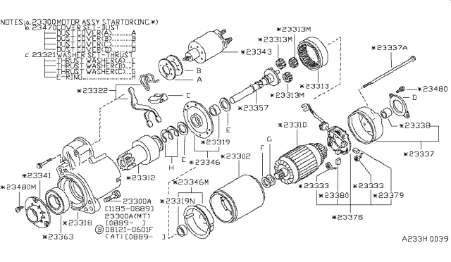 1990 Nissan Hardbody Pickup (D21) Starter Motor Diagram 6