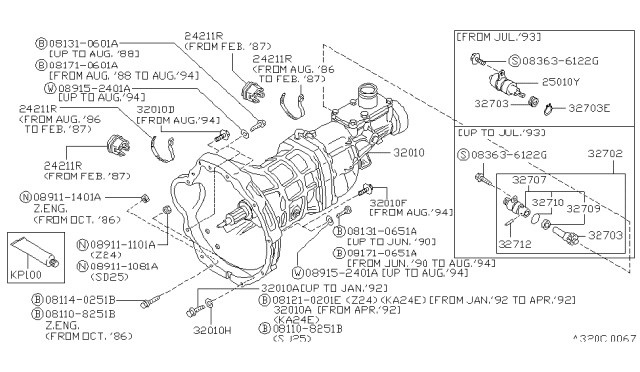 1991 Nissan Hardbody Pickup (D21) Manual Transmission, Transaxle & Fitting Diagram 1
