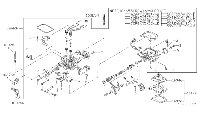 1987 Nissan Hardbody Pickup (D21) Throttle Body Diagram for 16010-12G11