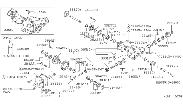 1989 Nissan Hardbody Pickup (D21) Carrier Complete-Gear W/EXT Tube Diagram for 38310-21G25