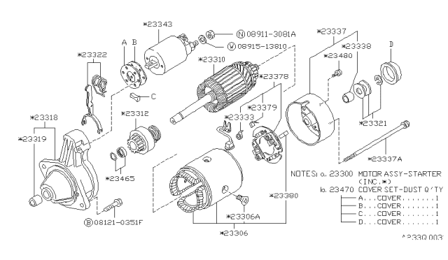 1992 Nissan Hardbody Pickup (D21) Starter Motor Diagram 1