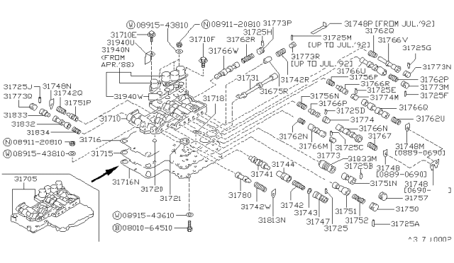 1993 Nissan Hardbody Pickup (D21) Control Valve (ATM) Diagram 4