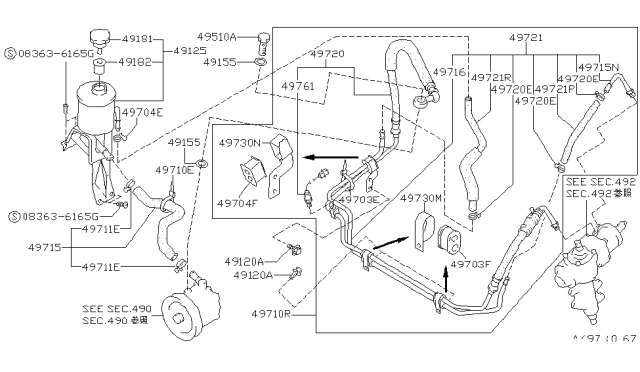 1993 Nissan Hardbody Pickup (D21) Tube-Power Steering Diagram for 49723-07G01