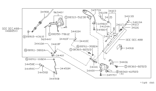1993 Nissan Hardbody Pickup (D21) Switch Assembly-Parking Position Diagram for 34980-86G00