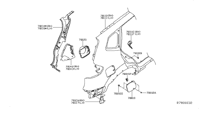 2014 Nissan Rogue Rear Fender & Fitting Diagram