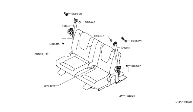 2015 Nissan Rogue Tongue,3Rd Seat Belt Assembly Right Diagram for 89844-4BA8A