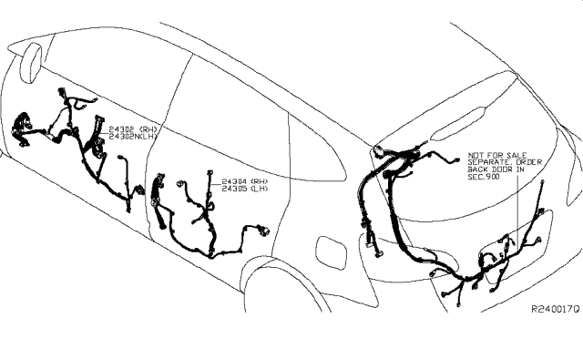 2014 Nissan Rogue Harness-Front Door,RH Diagram for 24124-4BA0D