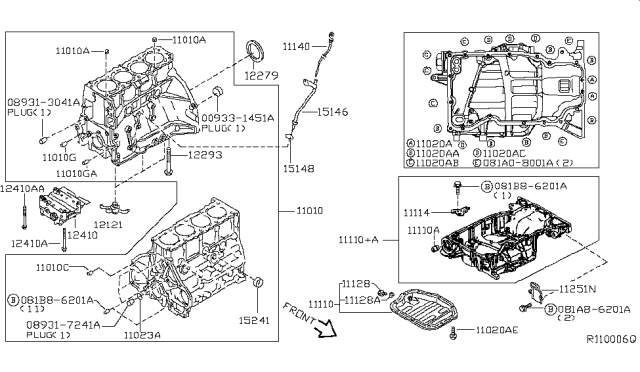 2015 Nissan Rogue Cylinder Block & Oil Pan Diagram