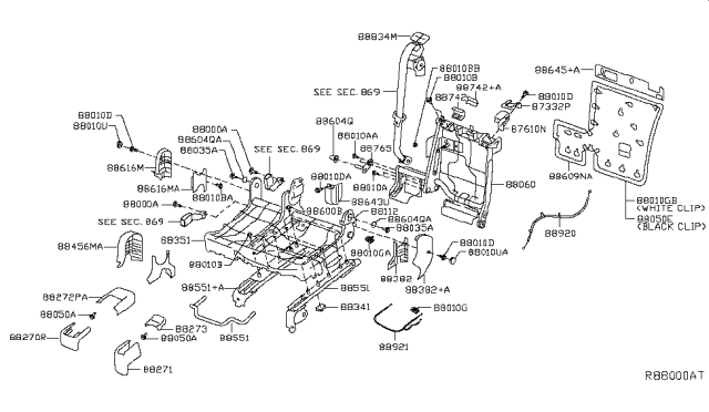 2015 Nissan Rogue Cover-Leg,2ND Seat LH Inner Diagram for 88271-4BA0A