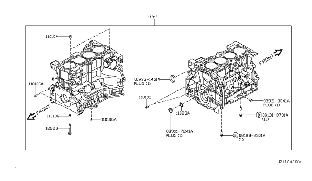 2018 Nissan Rogue Cylinder Block & Oil Pan Diagram 1