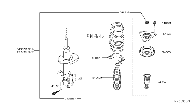 2014 Nissan Rogue Spring-Front Diagram for 54010-4BA1A
