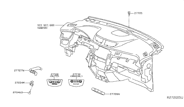 2017 Nissan Rogue Controller Assy-Air Conditiner Diagram for 27500-7FA0A