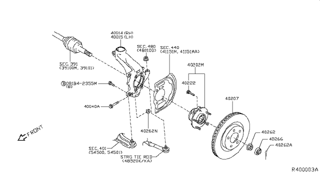 2015 Nissan Rogue Rotor Disc Brake Front Diagram for 40206-4BT0D