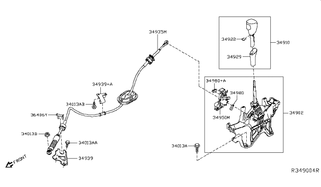 2014 Nissan Rogue Transmission Control Device Assembly Diagram for 34901-4BA1B