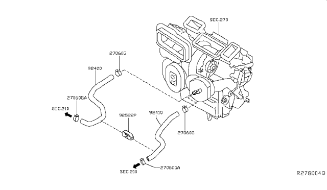 2019 Nissan Rogue Hose-Heater, Outlet Diagram for 92410-4BA0A