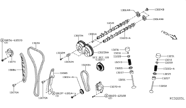 2018 Nissan Rogue Tensioner Assy-Chain Diagram for 13070-3KY1A