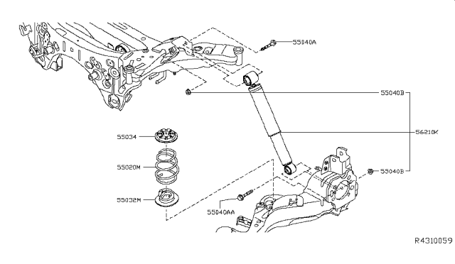 2014 Nissan Rogue Spring-Rear Suspension Diagram for 55020-4BA0C