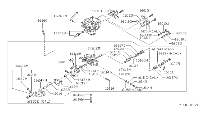 1986 Nissan Pulsar NX Lever Idle Diagram for 16128-33M00
