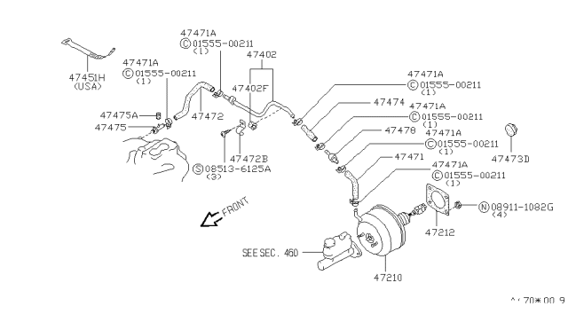 1985 Nissan Pulsar NX Connector Master Vacuum Hs Diagram for 47475-H7900