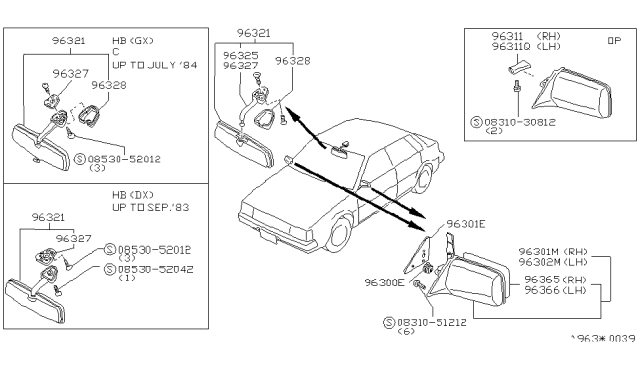 1985 Nissan Pulsar NX Stay Assembly With Base Diagram for J6325-16M60