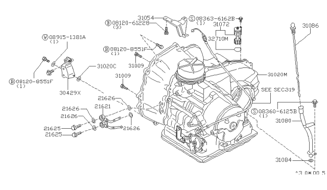 1983 Nissan Pulsar NX Automatic Transmission Assembly Diagram for 31020-11X19