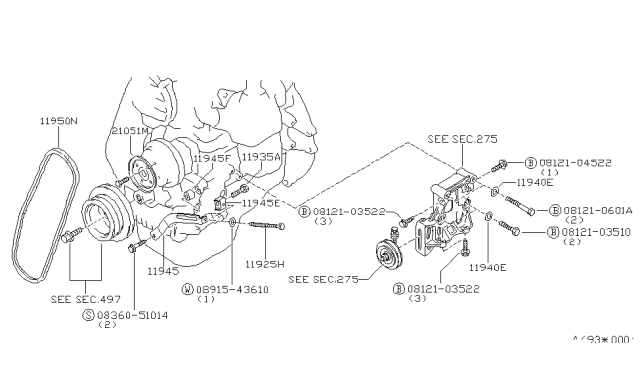 1986 Nissan Pulsar NX Power Steering Pump Mounting Diagram
