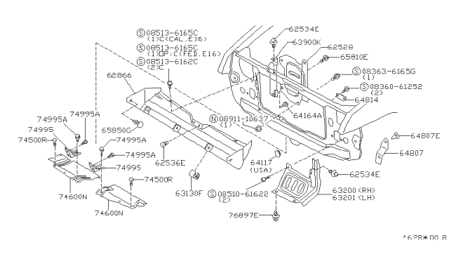 1984 Nissan Pulsar NX Front Panel Fitting Diagram
