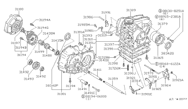 1984 Nissan Pulsar NX Oil Filter Assembly Diagram for 31726-21X00