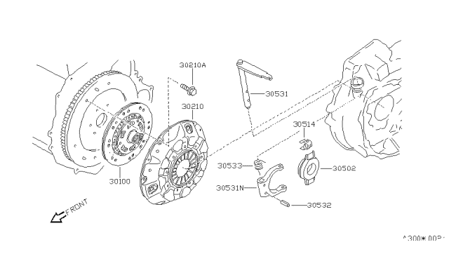 1985 Nissan Pulsar NX Clutch Cover Diagram for 30210-M7260