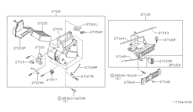 1984 Nissan Pulsar NX FINISHER Control A/C Diagram for 27577-06M10
