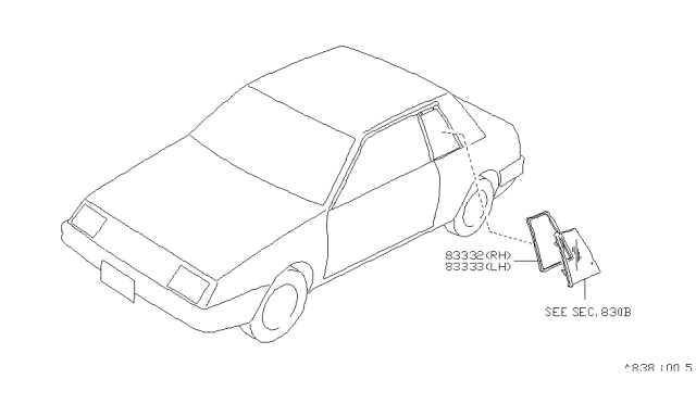 1985 Nissan Pulsar NX Side Window Fitting Diagram 2