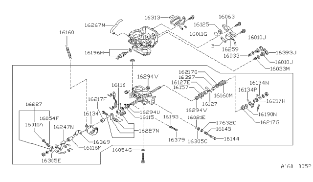 1984 Nissan Pulsar NX Washer Diagram for 16453-H1000