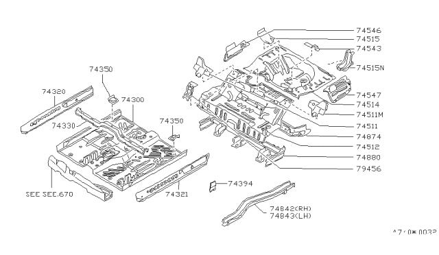 1986 Nissan Pulsar NX Bracket-Rear Seat Support Diagram for 76470-01A00