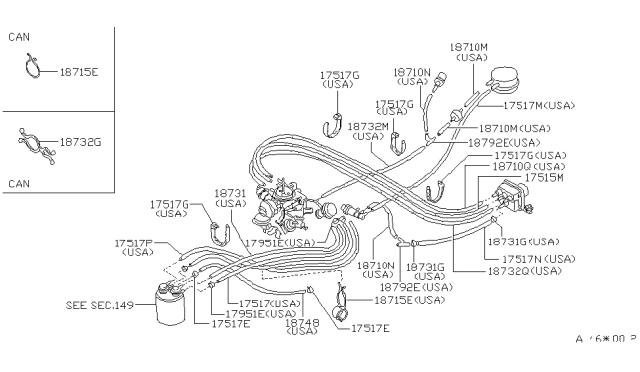 1985 Nissan Pulsar NX Emission Control Piping Diagram
