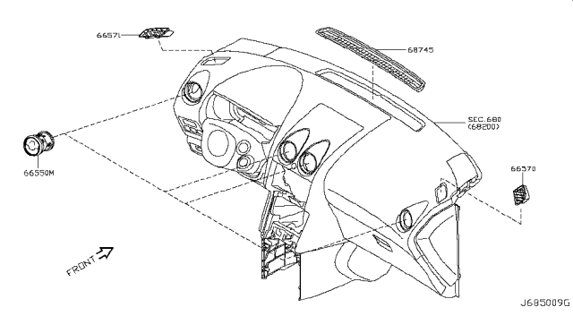 2010 Nissan Rogue Ventilator Assy-Side Diagram for 68760-JM00A