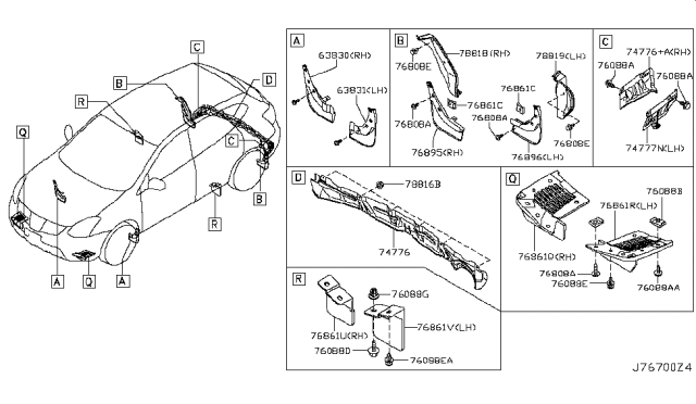 2015 Nissan Rogue Mud Guard Set-Rear, Right Diagram for 78812-JM00A