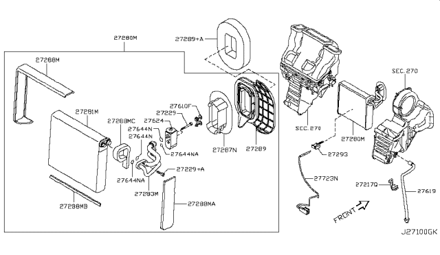 2010 Nissan Rogue EVAPOLATOR Assembly-Front Diagram for 27281-JM00A