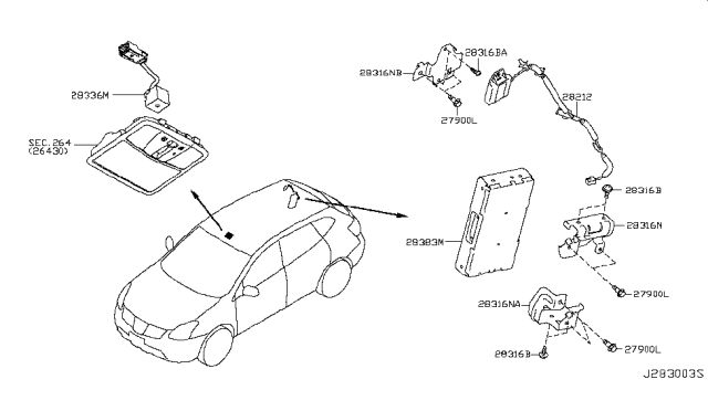 2014 Nissan Rogue Bracket Diagram for 25233-EM30B