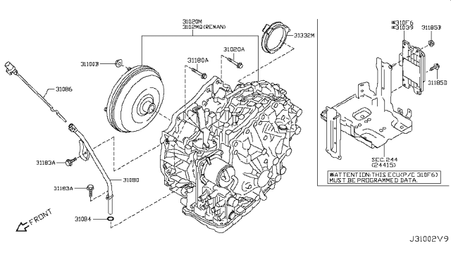 2015 Nissan Rogue REMAN TRANSAXLE Assembly-Automatic Diagram for 3102M-3UX4BRE