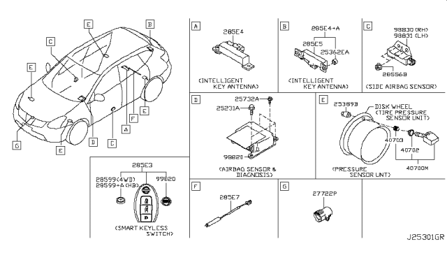 2008 Nissan Rogue Sensor-Side AIRBAG, LH Diagram for K8831-CN00A