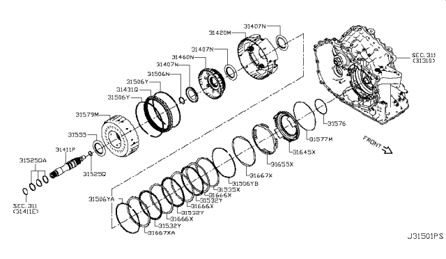 2010 Nissan Rogue Ring-Snap Diagram for 31506-1XF1B